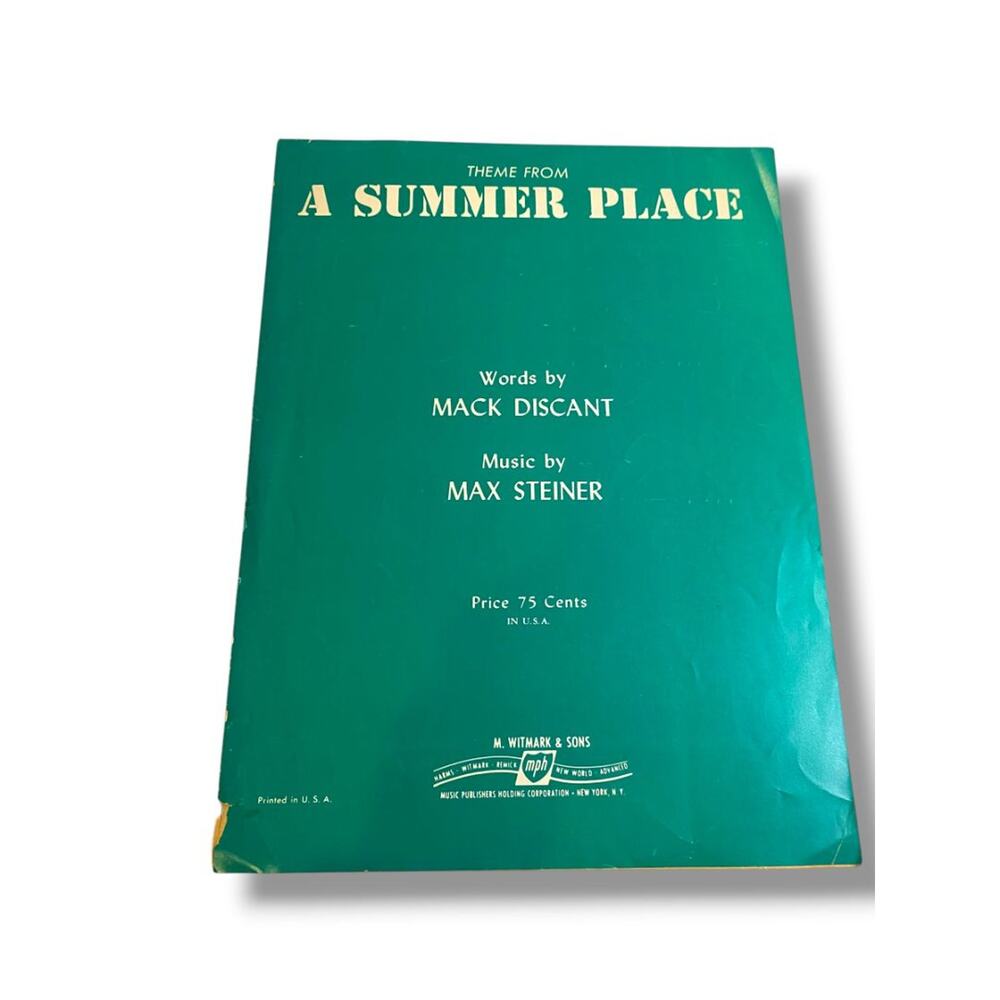 1959 Theme from A Summer Place Sheet Music Discanto Steiner M. Whitmark & Sons
